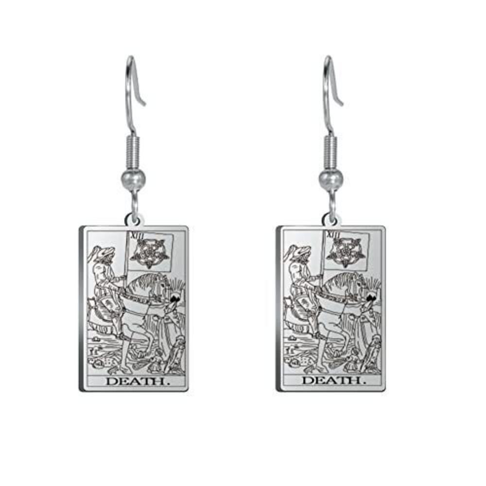 2808 Tarot Cards Dangle Earrings Stainless Steel Vintage Amulet Wiccan